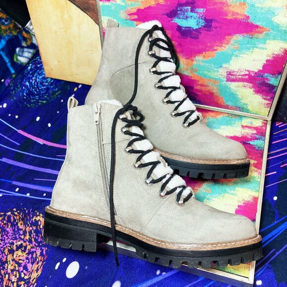 WOMEN'S ** A NEW DAY * BOOTS FAUX LEATHER FUR LACE UP COMBAT BOOTS WOMENS SIZE 9 - Picture 8 of 8